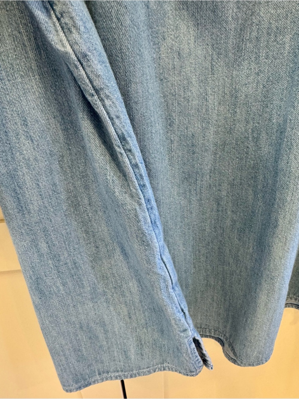 Old Navy Light Blue Denim Ruffle Sleeve Top - Picture 6 of 6